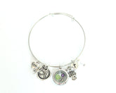 Silver Wire Adjustable Charm Bangle Bracelet